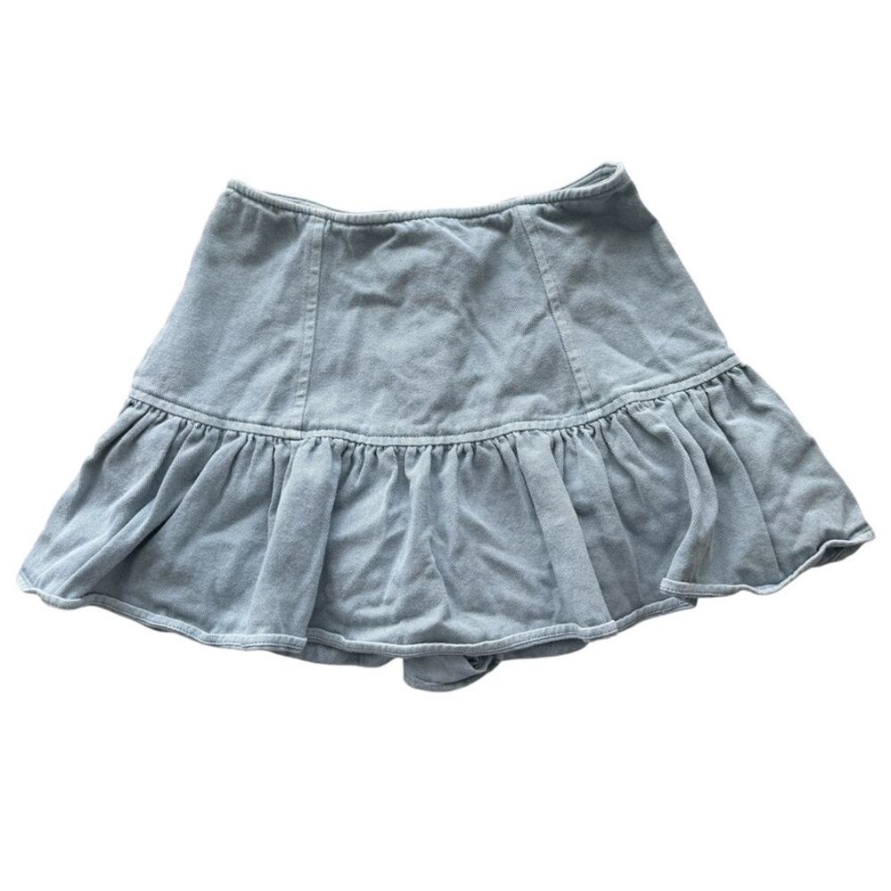 Mustard Seed Light Denim Blue Ruffle Skort 100% Cotton Mini Skirt Size Small